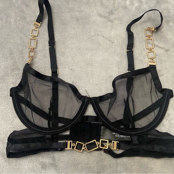 New! Bluebella Calypso mesh strappy gold hardware bra black nwot 10502 - Picture 4 of 8